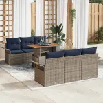 Set de canapele pentru grădină 7 pcs Gri și albastru marin GartenMobel Dekor