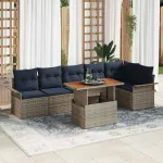 Set de canapele pentru grădină 7 pcs Gri și albastru marin GartenMobel Dekor