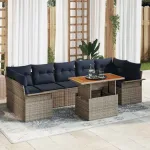 Set de canapele pentru grădină 8 pcs Gri și albastru marin GartenMobel Dekor