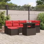Set de canapele pentru grădină cu pernă 7 pcs Maro poliratan GartenMobel Dekor