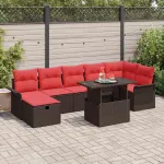 Set de canapele pentru grădină cu pernă 8 pcs Maro Rattan poli GartenMobel Dekor