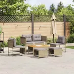 Set de canapele pentru grădină 6 pcs Beige și gri deschis GartenMobel Dekor