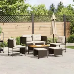 Set de canapele pentru grădină 6 pcs Maro și Crem poliratan GartenMobel Dekor
