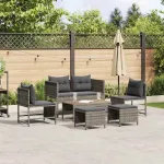Set de canapele pentru grădină cu pernă 6 pcs Gri și gri închis GartenMobel Dekor