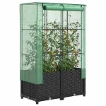 Strat înălțat cu husă de seră, aspect ratan, 80x40x138 cm GartenMobel Dekor