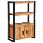 Raft cu uși Maro 72 x 33 x 110 cm Lemn masiv de acacia și metal GartenMobel Dekor