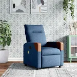 Fotoliu de masaj rabatabil, albastru, textil GartenMobel Dekor