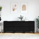 Bufet 3 pcs Stejar Negru 60 x 35 x 70 cm GartenMobel Dekor