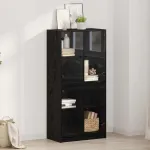 Bufet Stejar Negru 68 x 37 x 142 cm Lemn compozit GartenMobel Dekor