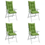 Perne scaun spătar înalt 4 buc. melanj verde 120x50x7 cm textil GartenMobel Dekor