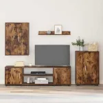 Set comodă TV Pe perete 4 pcs Stejar fumuriu Lemn compozit GartenMobel Dekor