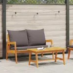 Set bistro cu pernă 2 pcs Ulei Natural Lemn Solid de Acacia GartenMobel Dekor