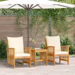 Set de canapele pentru grădină cu pernă 3 pcs Ulei Natural GartenMobel Dekor