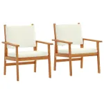 Scaun pentru Grădină 2 pcs Alb crem Lemn Solid de Acacia GartenMobel Dekor
