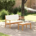 Set de canapele pentru grădină cu pernă 2 pcs Alb crem GartenMobel Dekor