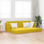 Canapea extensibilă de podea Galben 213 x 70 x 77 cm Catifea GartenMobel Dekor