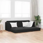 Canapea extensibilă de podea Negru 213 x 70 x 77 cm Catifea GartenMobel Dekor
