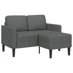 Canapea cu 2 locuri și șezlong în formă de L, gri închis, 125 cm, material textil GartenMobel Dekor
