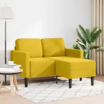 Canapea cu 2 locuri cu șezlong în formă L catifea galbenă 125cm GartenMobel Dekor
