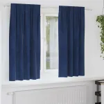 Perdele opace 2 pcs Albastru închis 140 x 175 cm Catifea GartenMobel Dekor