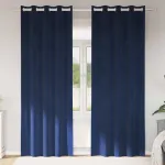 Perdele opace 2 pcs Albastru închis 140 x 225 cm Catifea GartenMobel Dekor