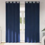 Perdele opace 2 pcs Albastru închis 140 x 245 cm Catifea GartenMobel Dekor