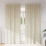 Perdele opace 2 pcs Crem 140 x 245 cm Catifea GartenMobel Dekor