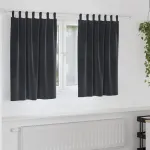 Perdele opace 2 pcs Gri închis 140 x 140 cm Catifea GartenMobel Dekor