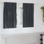 Perdele opace 2 pcs Gri închis 140 x 140 cm Catifea GartenMobel Dekor