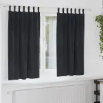 Perdele opace 2 pcs Negru 140 x 175 cm Catifea GartenMobel Dekor