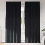 Perdele opace 2 pcs Negru 140 x 260 cm Catifea GartenMobel Dekor