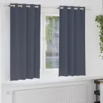 Perdele Opaque cu Inel 2 pcs Antracit 175 x 140 cm Poliester GartenMobel Dekor