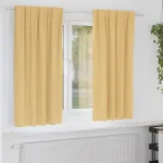Perdele Opaque cu Inel 2 pcs Bej 175 x 140 cm Poliester GartenMobel Dekor