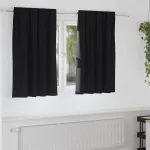 Perdele Opaque cu Inel 2 pcs Negru 140 x 140 cm Poliester GartenMobel Dekor