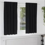 Perdele Opaque cu Inel 2 pcs Negru 175 x 140 cm Poliester GartenMobel Dekor