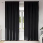 Perdele Opaque cu Inel 2 pcs Negru 225 x 140 cm Poliester GartenMobel Dekor