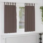 Perdele Opaque cu Inel 2 pcs Maro închis 175 x 140 cm Poliester GartenMobel Dekor