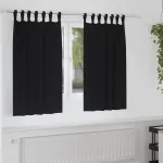 Perdele Opaque cu Inel 2 pcs Negru 140 x 140 cm Poliester GartenMobel Dekor