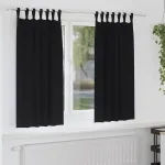 Perdele Opaque cu Inel 2 pcs Negru 175 x 140 cm Poliester GartenMobel Dekor