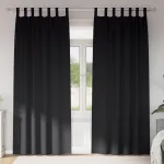 Perdele Opaque cu Inel 2 pcs Negru 245 x 140 cm Poliester GartenMobel Dekor