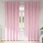 Perdele Opaque cu Inel 2 pcs Roz bebe 245 x 140 cm Poliester GartenMobel Dekor