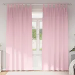 Perdele Opaque cu Inel 2 pcs Roz bebe 260 x 140 cm Poliester GartenMobel Dekor