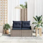 Canapea de grădină Gri 123 x 62 x 69cm poliratan GartenMobel Dekor