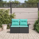 Canapea de grădină cu pernă 141 x 62 x 69 cm poliratan GartenMobel Dekor