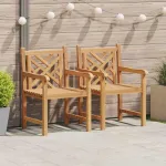 Scaun pentru Grădină 2 pcs 60 x 58 x 90 cm Lemn solid de tec GartenMobel Dekor