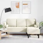 Set de canapea cu pernă Crem Poliester GartenMobel Dekor