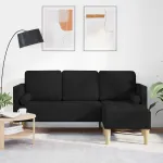 Set de canapea cu pernă Negru Poliester GartenMobel Dekor