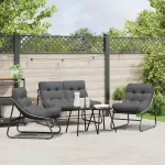 Mobilier de grădină 3 pcs Negru Oțel vopsit electrostatic GartenMobel Dekor