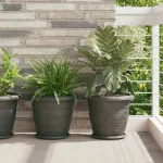 Ghiveci rotund pentru flori 24 pcs Negru Ø 34 x 28 cm Plastic GartenMobel Dekor