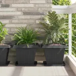 Tavă Pătrată pentru Flori 24 pcs Negru 32 x 32 x 2,5 cm Plastic GartenMobel Dekor